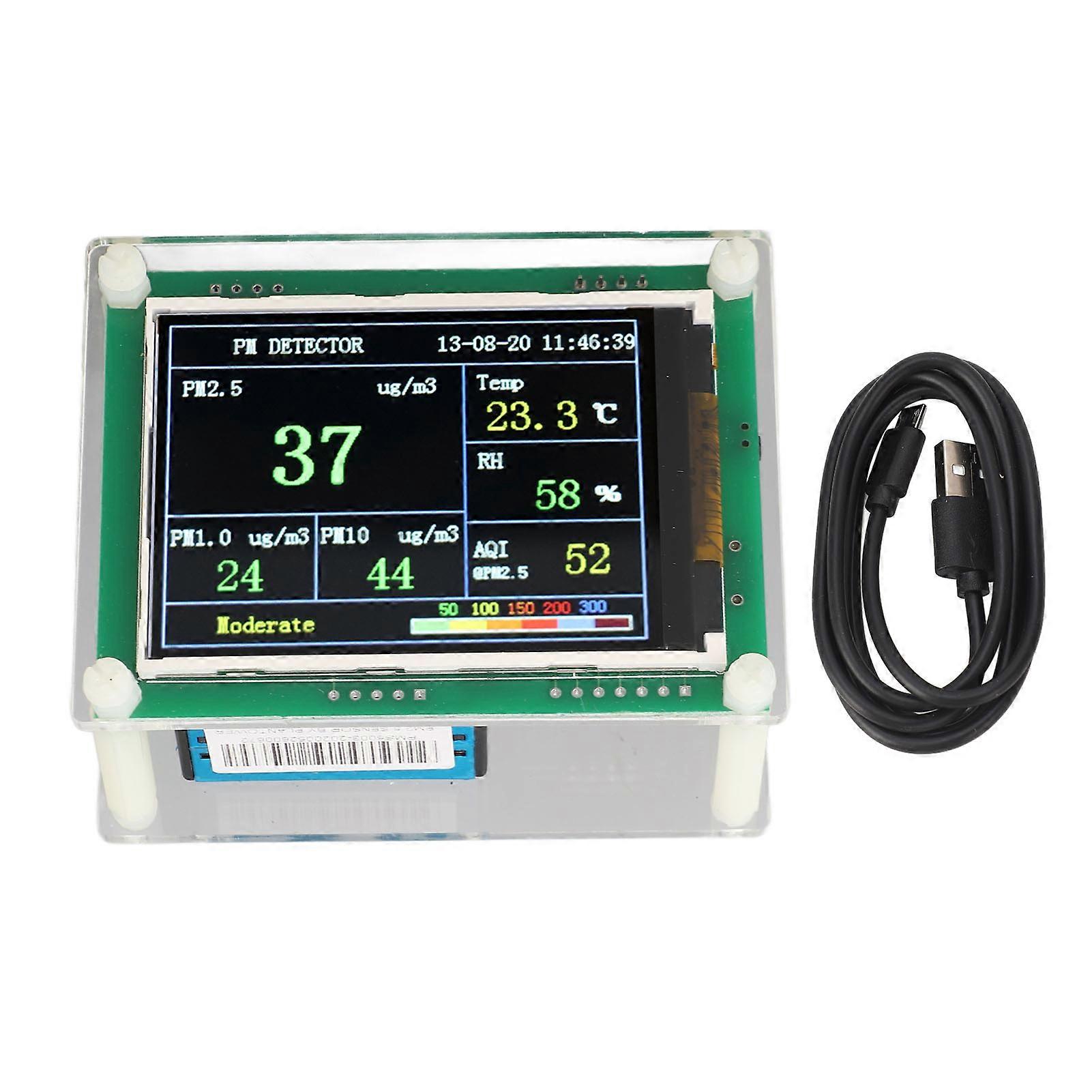 Fyearfly PM2.5 Monitor, Multifunction Indoor Air Quality Tester PM1.0 PM2.5 PM10 HCHO CO2 Temp Humidity Sensor Communication Version