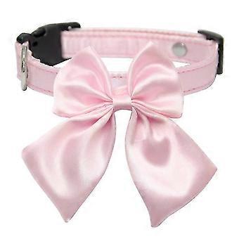 Adjustable Durable Dog Collar with Bow for Dogs,Pink Plastic Buckle-S-Good