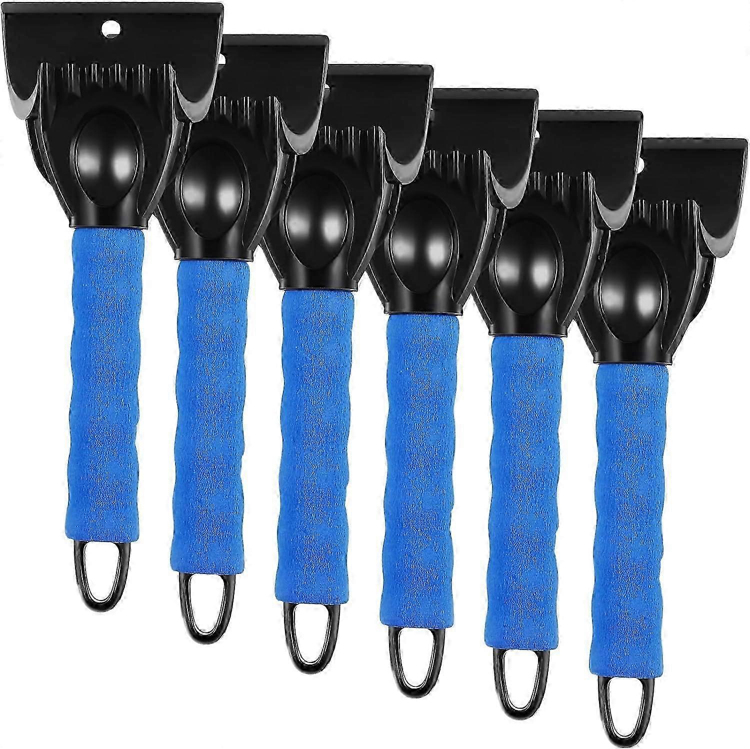 6 Pcs Ice Scrapers for Car Windshield Ice Frost Scrapers Breakers for Cars and Small Trucks Car Window Frost Removal with Foam Handle, (Blue)