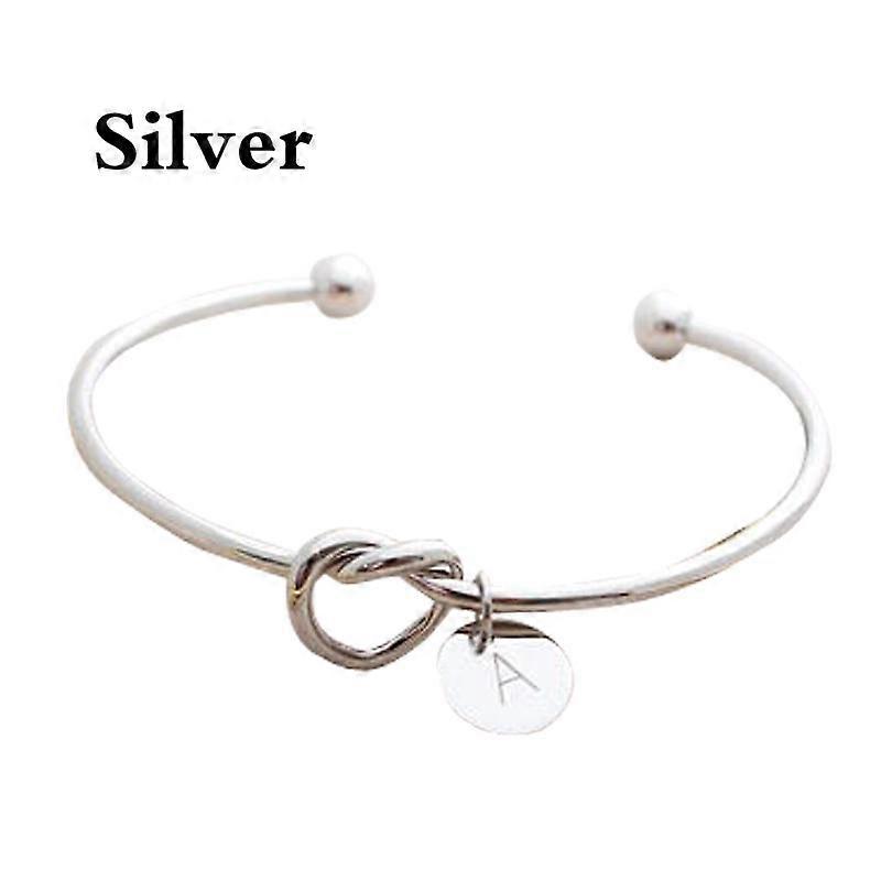 26 Letters Initial Knot Bracelet Monogram Bridesmaid Bracelet Bangle Charm Jewelry