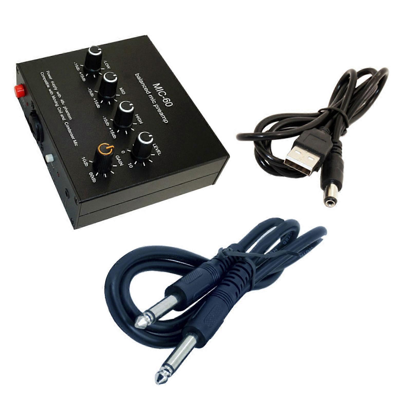 Professional Microphone Amplifier,Voicing Tube Mic Preamp 48V Power Enhances Sound Experience
