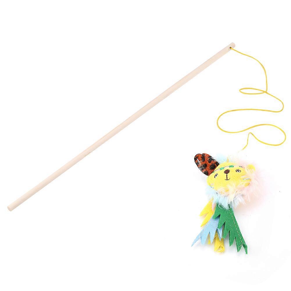 Wooden Cat Teaser Sticks for Kittens - Funny Cartoon Animal Wand Toy - Durable and Interactive Play for Cats