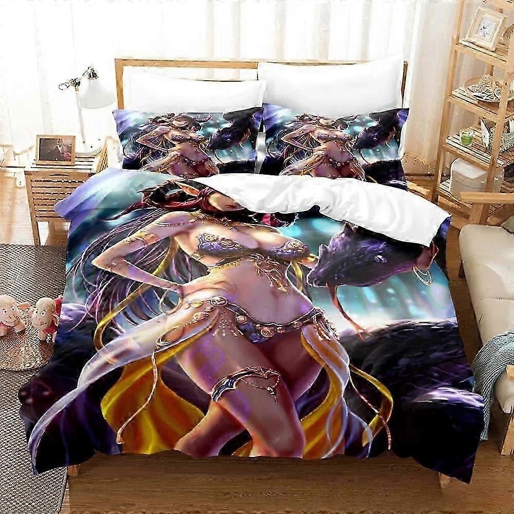 o2124 Lençóis Preto Summoner Conjunto de Cama Conjunto de Cama Adulto Kid Quarto Conjuntos de capa de edredão Têxteis para o lar Lençóis fVV2124