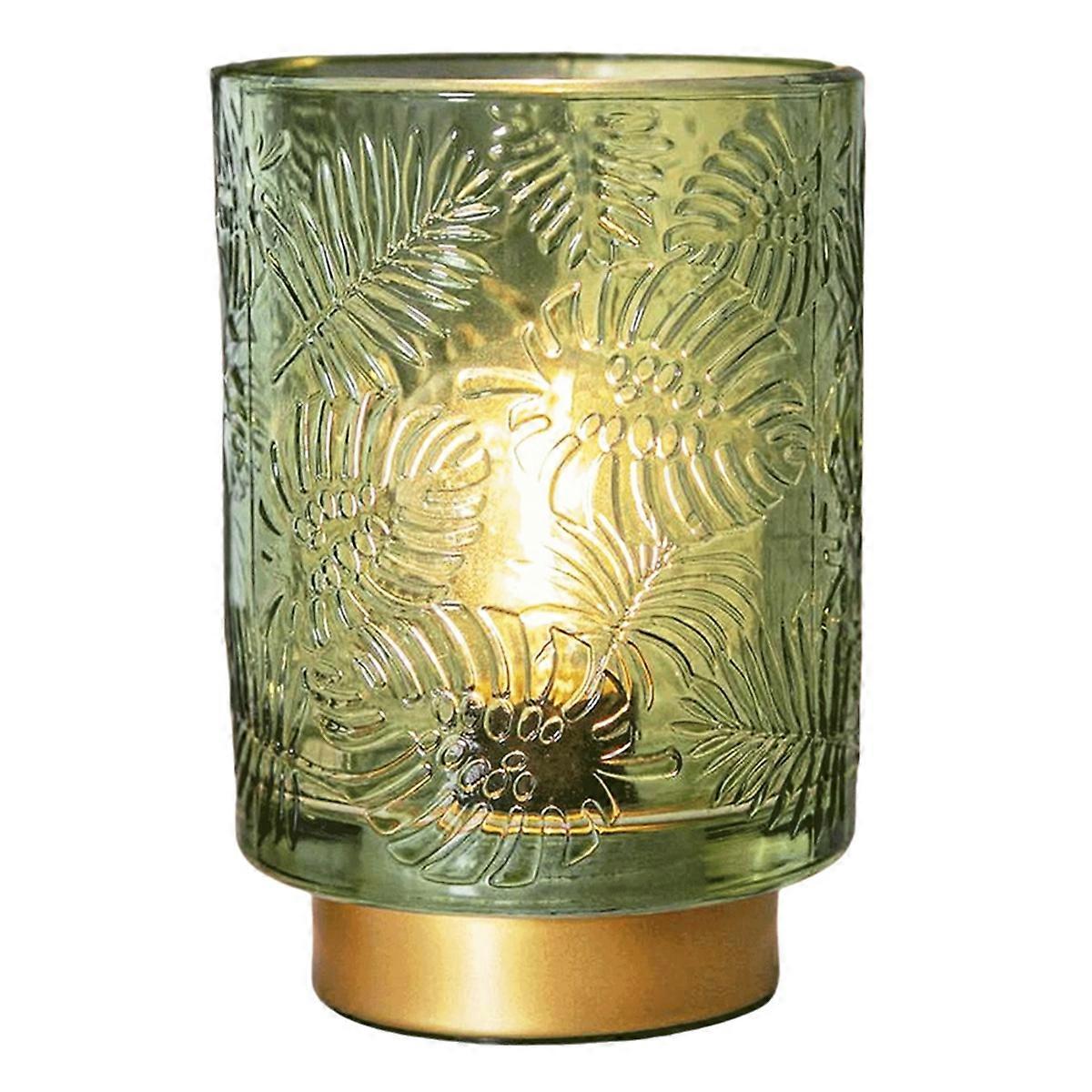 Small Battery Operated Lamp - Portable Cordless Lamp for Home Decor, Glass Table Lamp with Decor Aes