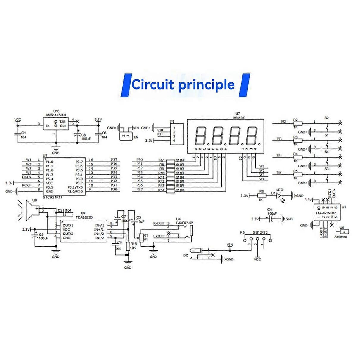 FM Radio RDA5807 DIY Kit Electronic Adjustable 87-108MHz Display Soldering Practice DIY Electronic C