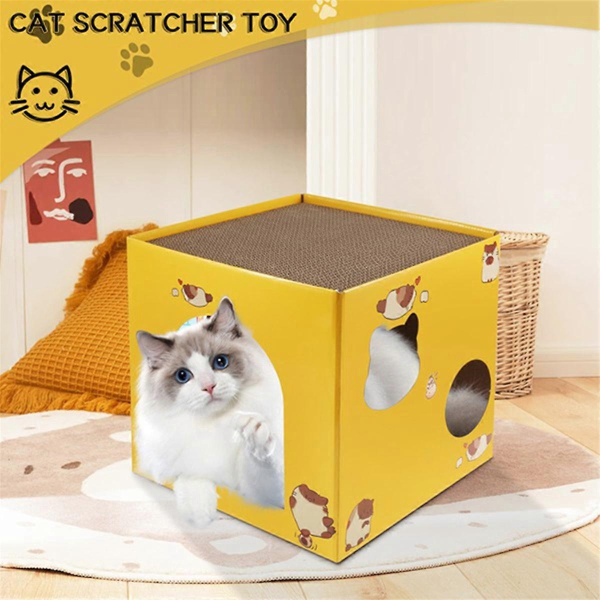 Cat Cardboard House with Scratch Pads Corrugated Cardboard Bed