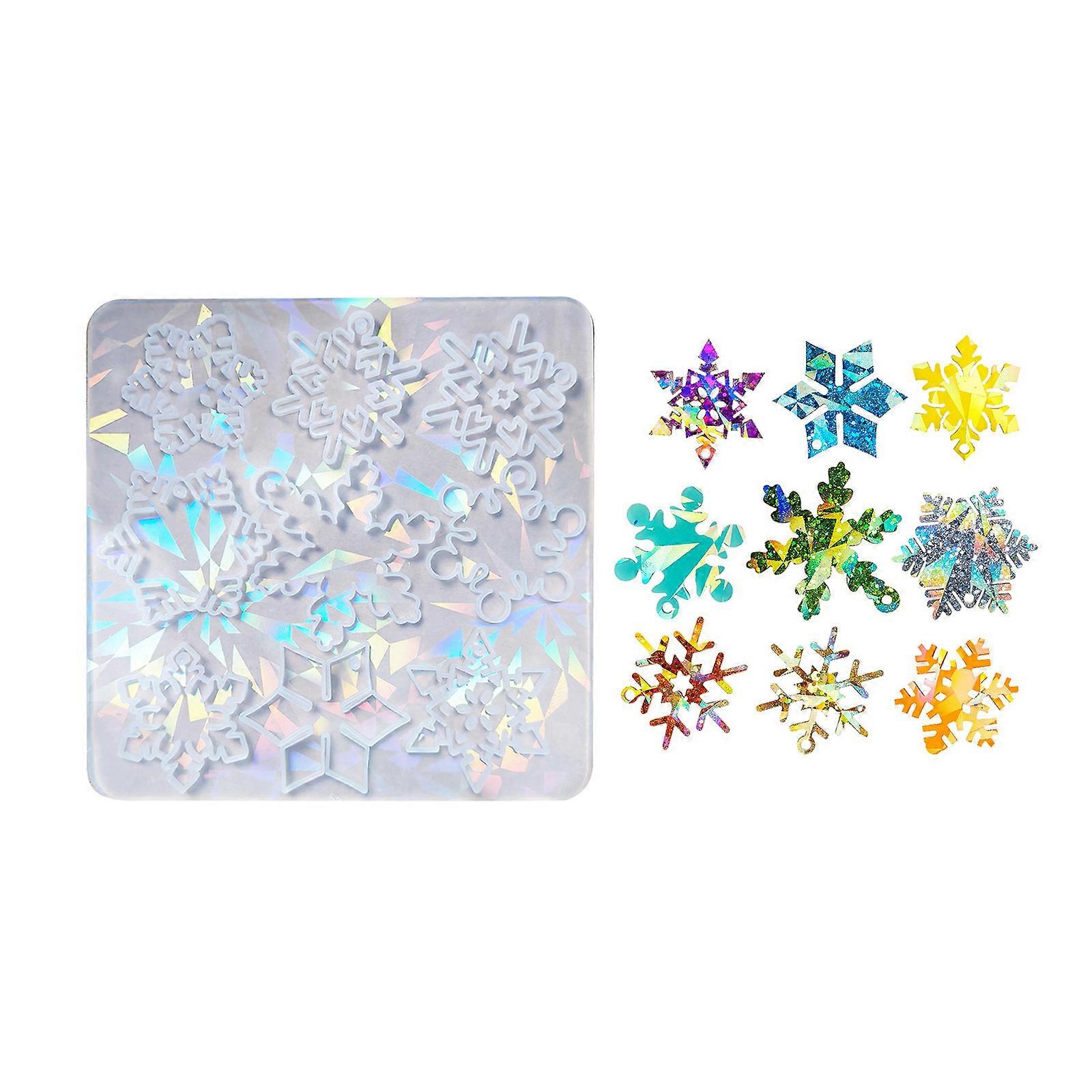 Rainbow Effects Snowflake Pendants Silicone Mold Holographic Christmas Decoration Snowflake Charm Resin Molds DIY Craft Clear