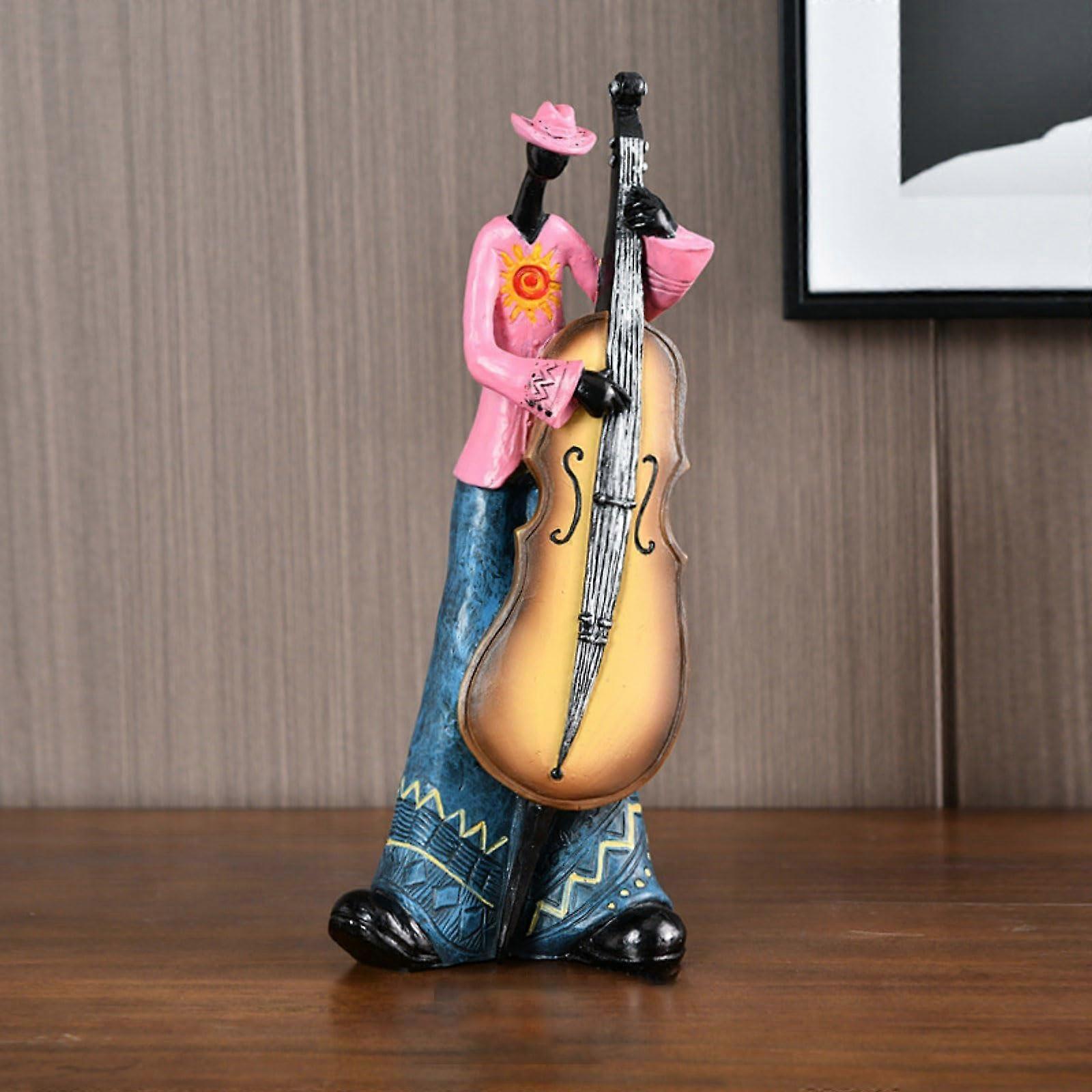 Nostalgic classic guitar player statue, suitable for home decoration, shelves, cabinets, desktops and tables