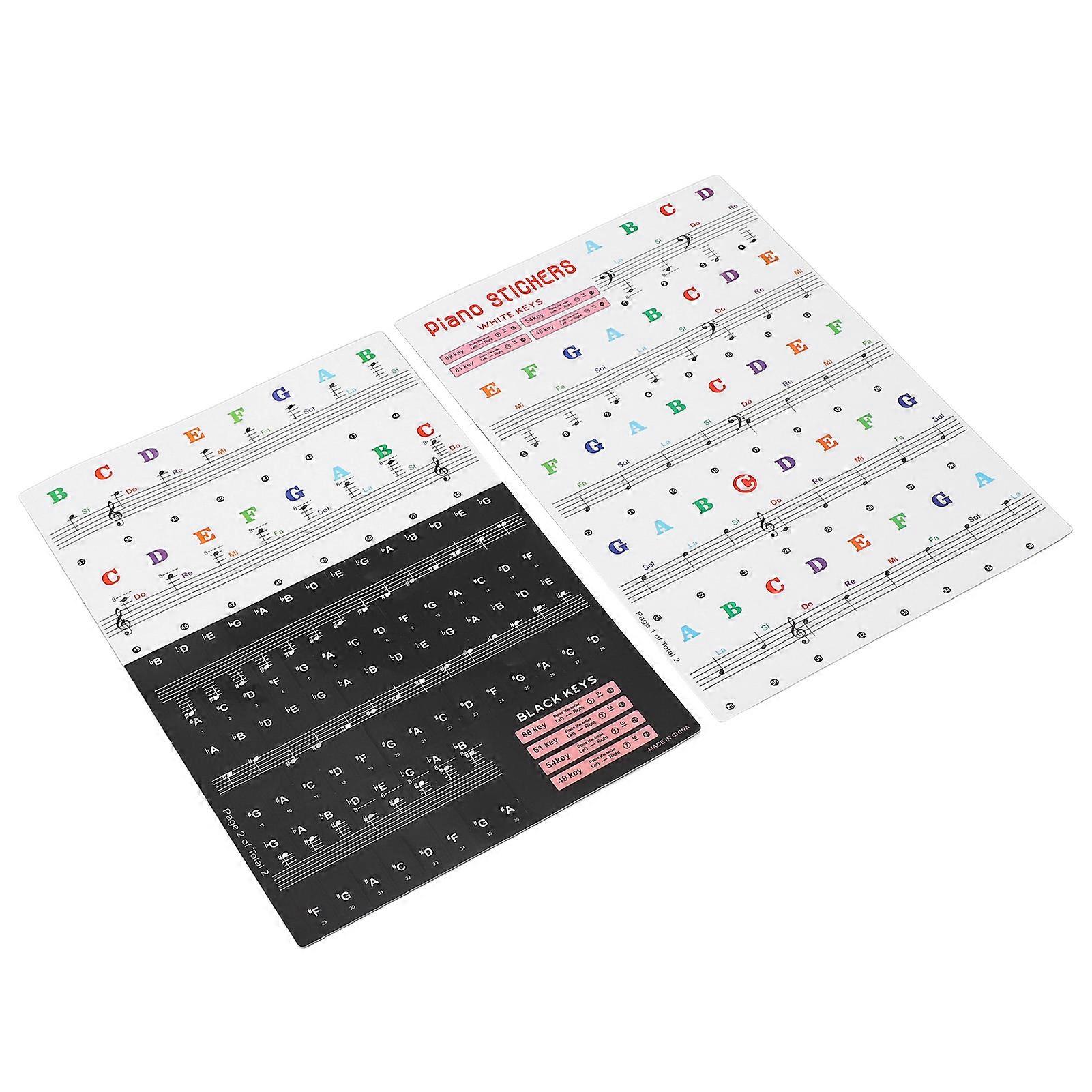 Piano Keyboard Stickers for 88/61/54/49 Key Self Adhesive Removable Piano Keyboard Letters for Beginners and Kids Learning 