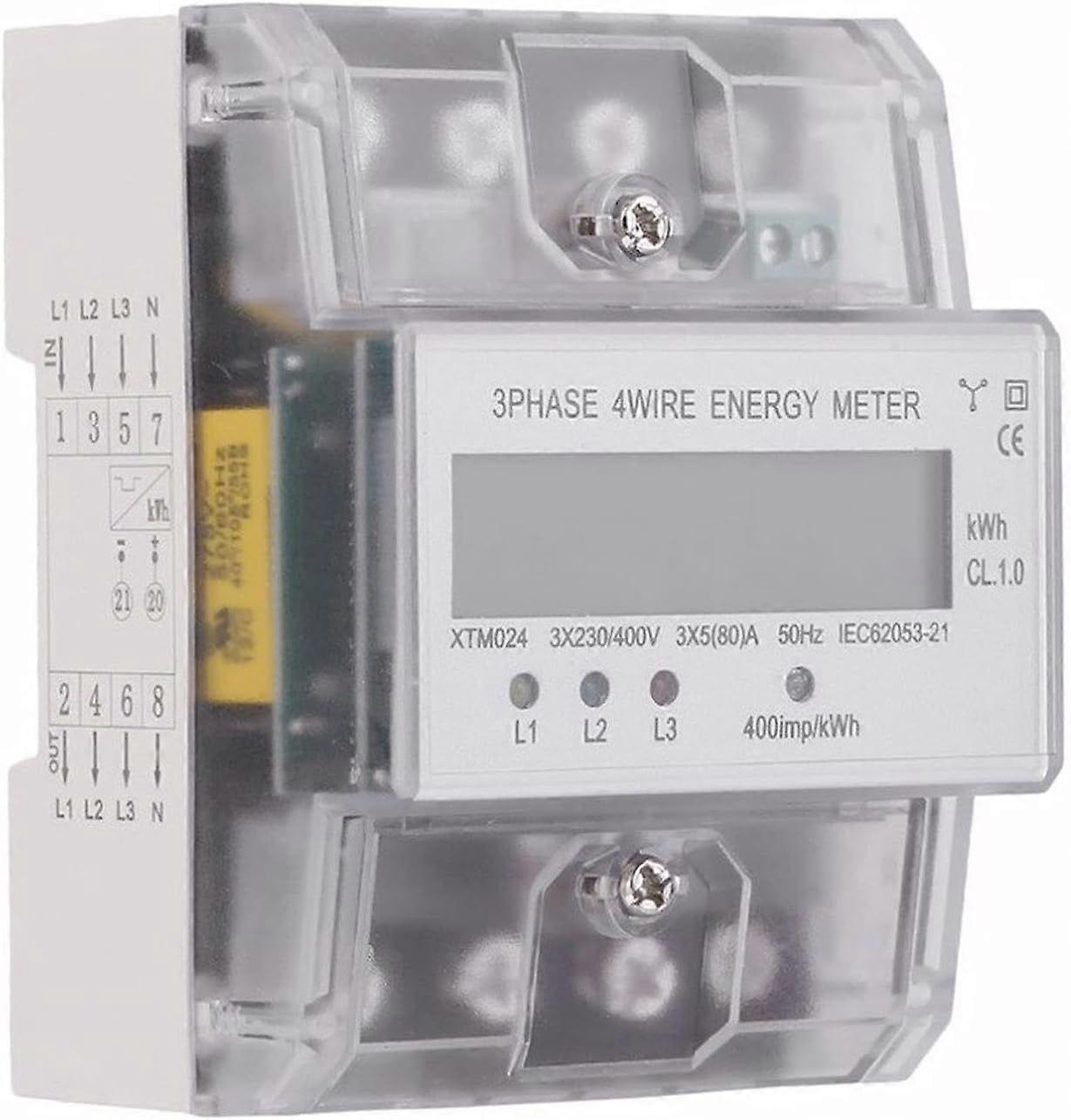 Three-phase meter electricity meter calibrated energy meter electric meter LCD digital three-phase 3-phase 4-wire 5-100A 4P KWh electricity calibrated