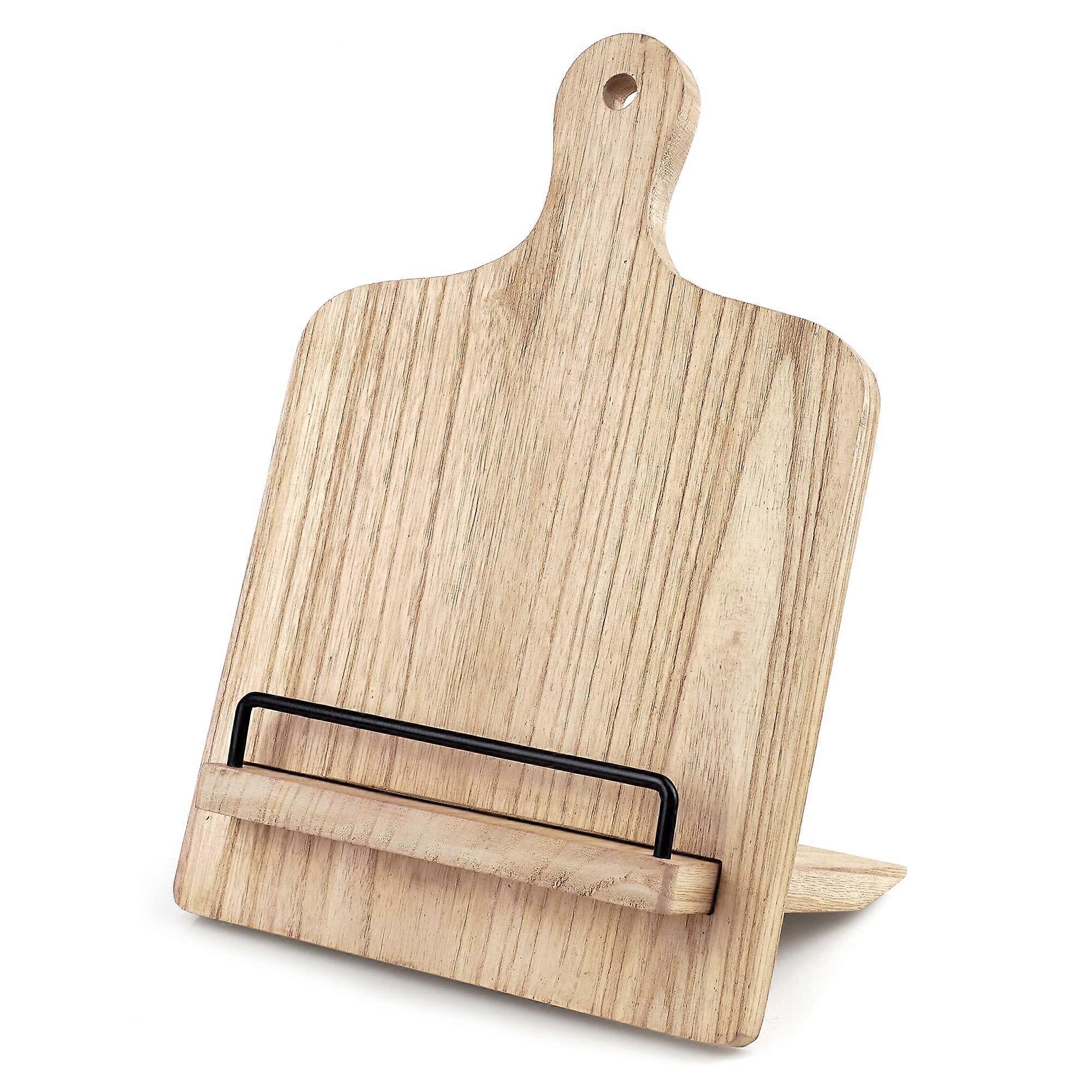 Wood Cookbook Stand: Adjustable Wooden Cookbook Holder for Farmhouse Kitchen, Easy-Read Recipe Stand