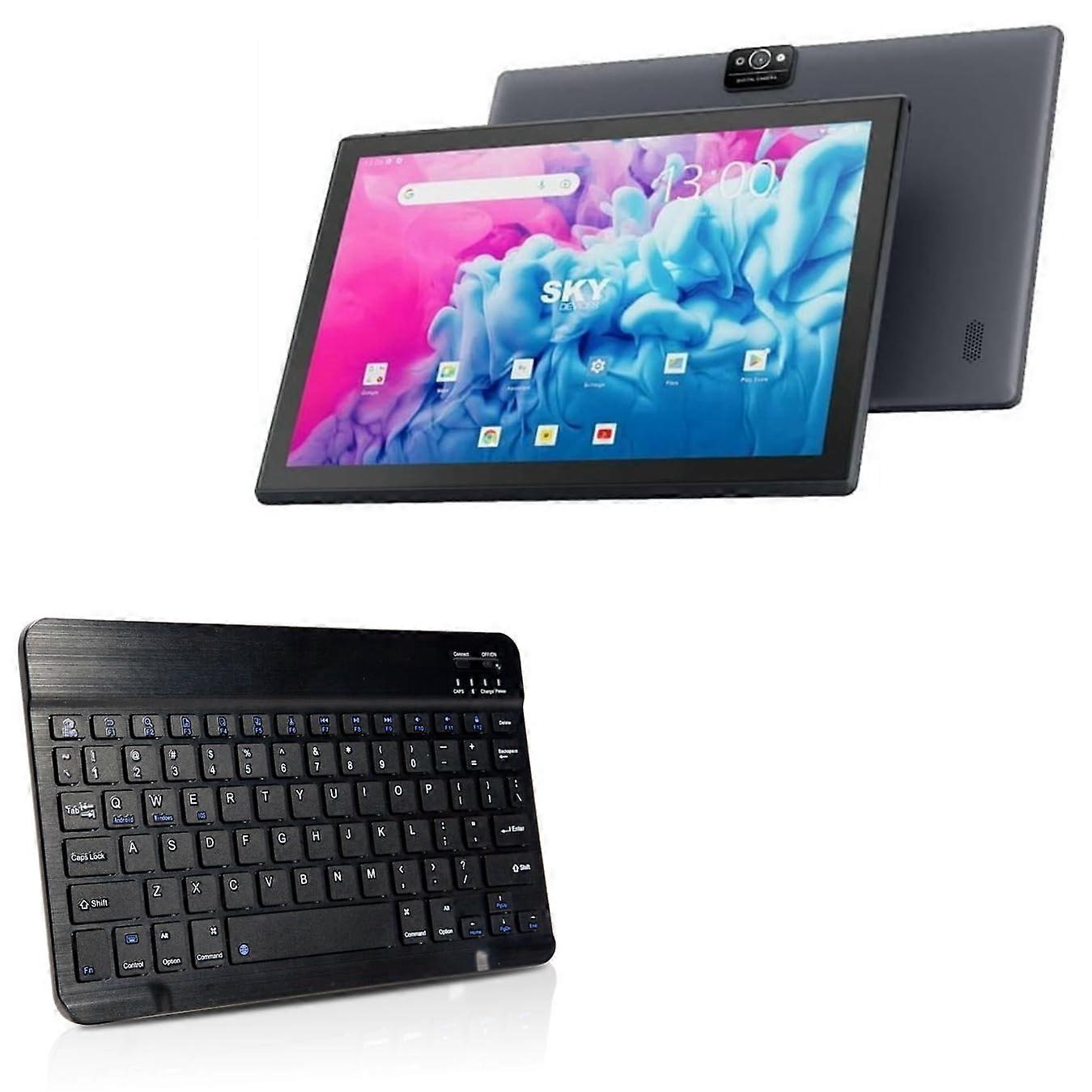 Keyboard Compatible with Sky Devices Sky PAD10 Max - Slim Bluetooth Chiclet-Style Keyboard in Jet Black, Thin Design