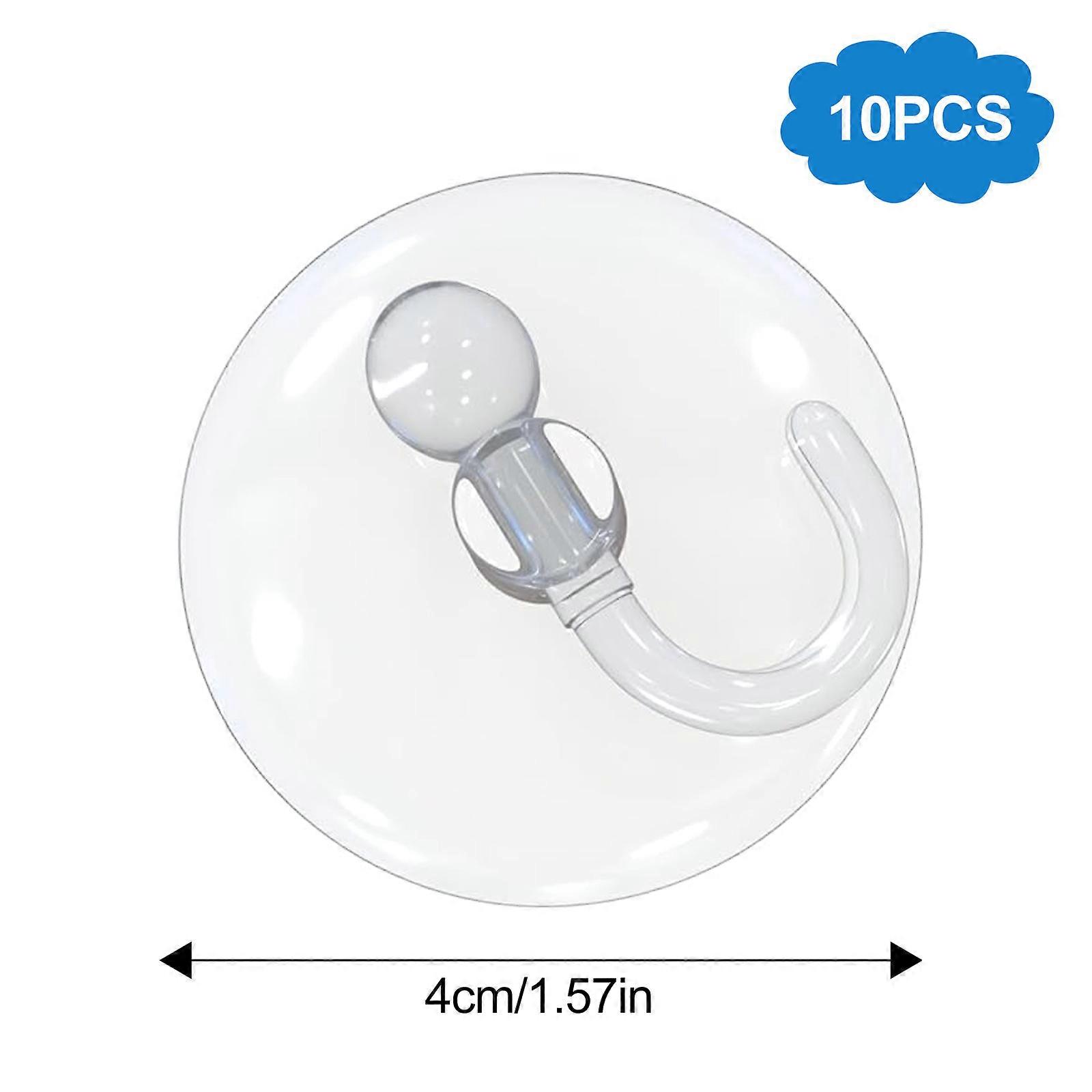 10Pack40mmMulti-UseSuctionHooks,ReusableClearPlasticSuctionHooks,HandyPlasticStorageHooksforBathroomKitchenWindowBagsCoatsCapsTowel