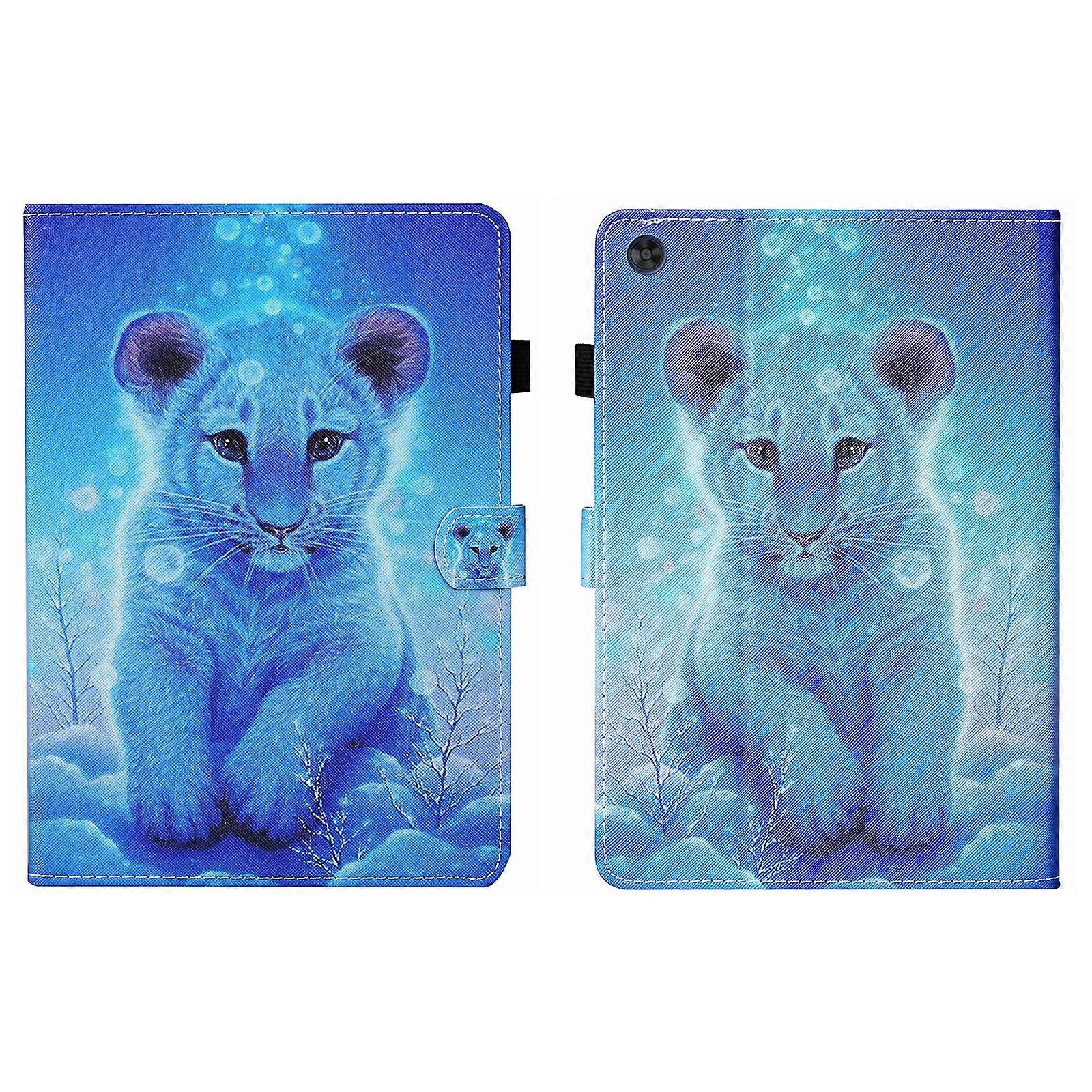 Coloured Drawing Stitching Smart Leather Tablet Case with Sleep / Wake-up Function