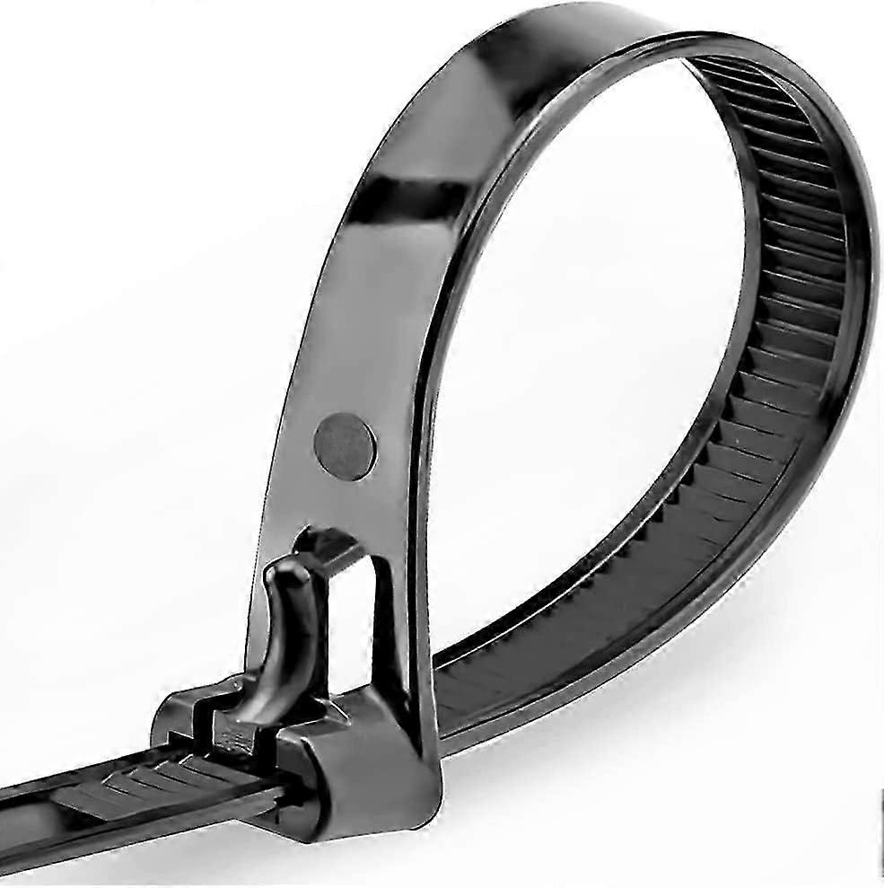 100 عبوة من روابط الكابلات القابلة لإعادة الاستخدام أسود 200 مم 7.6 مم روابط نايلون قوية للخدمة الشاقة 8 بوصة لفائف ربطة عنق سميكة بلاستيكية قابلة للإفراج