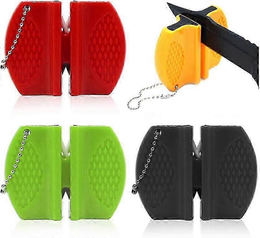 2PCS Portable Kitchen Knife Sharpener,Thick and Fine Steps Mini Pocket Knife Sharpening Tool(2 Colors Randomly