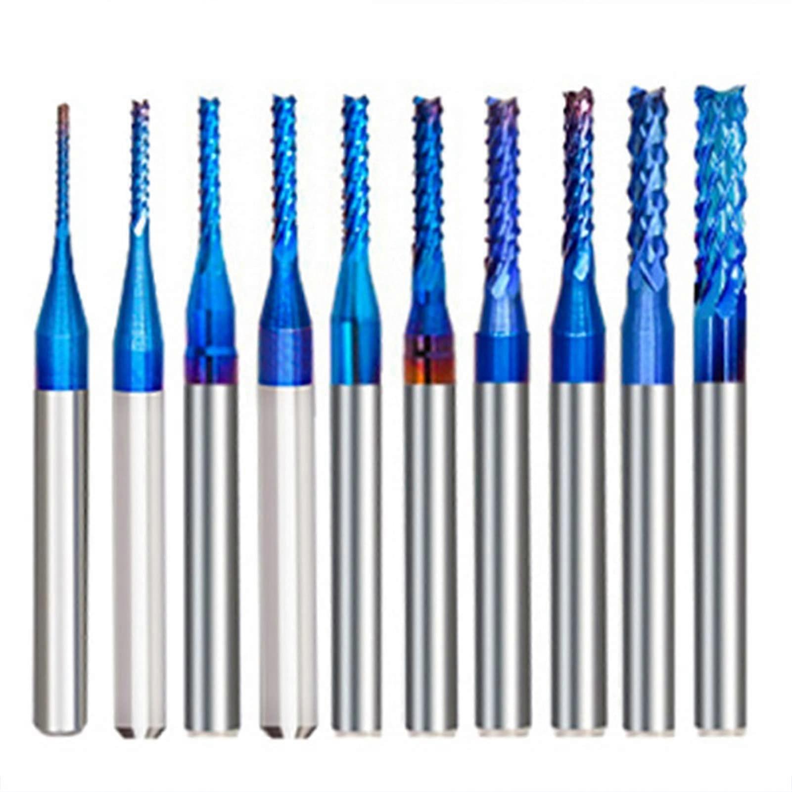 Ballnose End Mill Engraving Bit Set 3.175mm Shank CNC Router Tools 10/40pcs Steel Cutting Edge Length 0.8-3.0mm