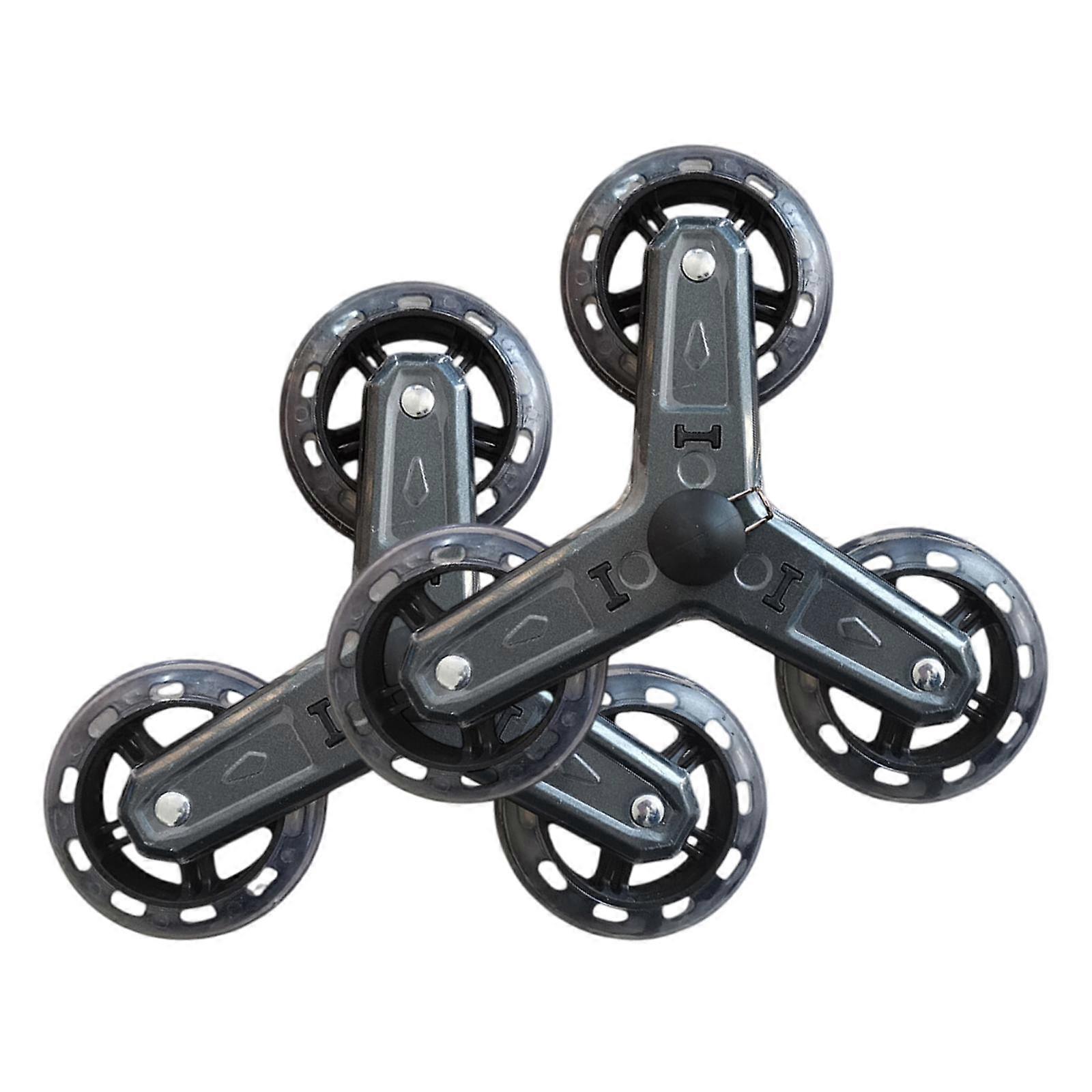 2Pcs Foldable Shopping Cart Tri Wheels Simple Installation Black Replacement