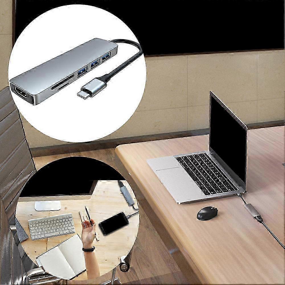 6 in 1 Multi-Port USB C Hub Docking Station 4K Supported