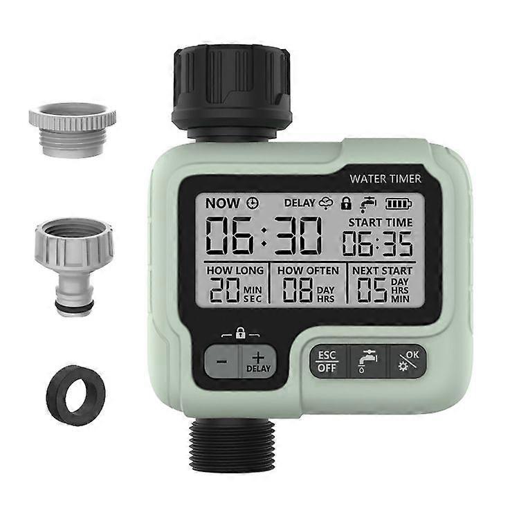 Water flow meter, garden water clock, mini large screen automatic timing waterer, battery powered, controllable water consumption