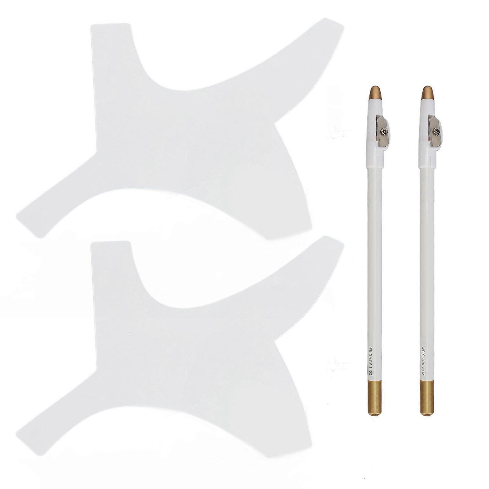 2 Set Barber Shaping Tool with Pencil Beard Mustache Stencil Guide Template Outliner Shaper Kit for Men