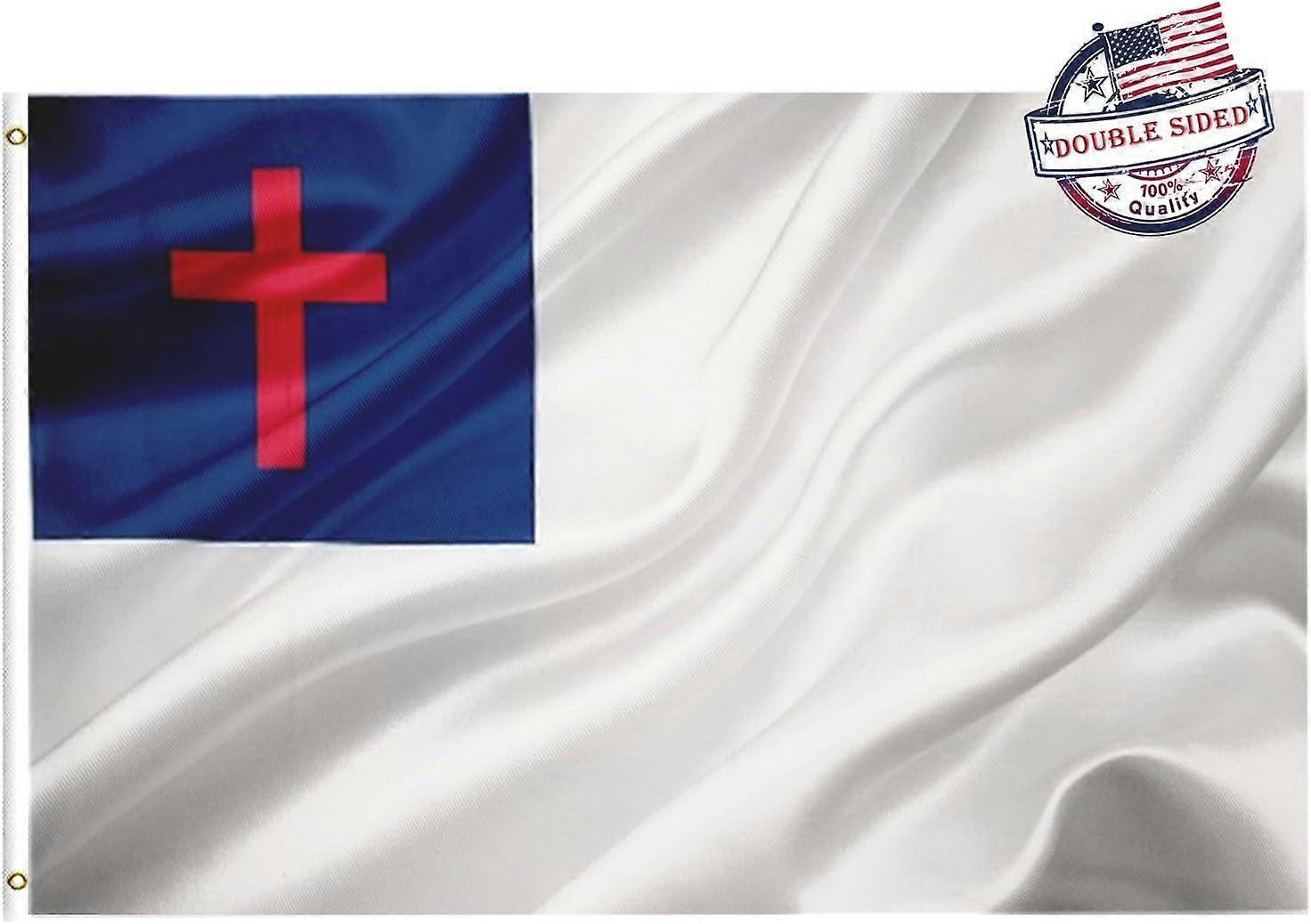 Christian Flag 2x3 Outdoor Double Sided Heavy Duty 3-Ply Canvas Jesus Cross Flag with 4 Rows Stitched Edge and Brass Grommets