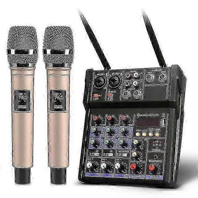 Audio Mixer Uhf Microphone Bluetooth Audio Mixer Usb Dj Sound Mixing Console 4 Channel 48v Phantom