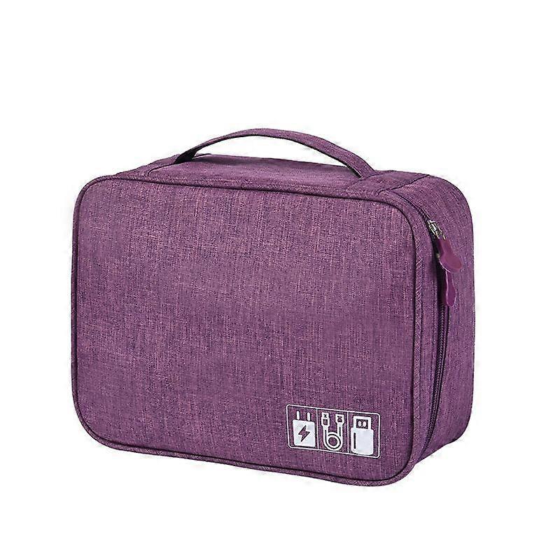 Portable electronic product storage bag, large capacity, adjustable compartments, waterproof(Purple)