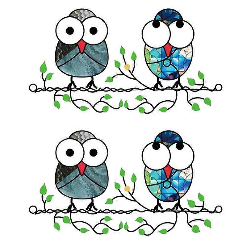 Owls Window Hanging Suncatchers Panel Bird Stained Window Hangings