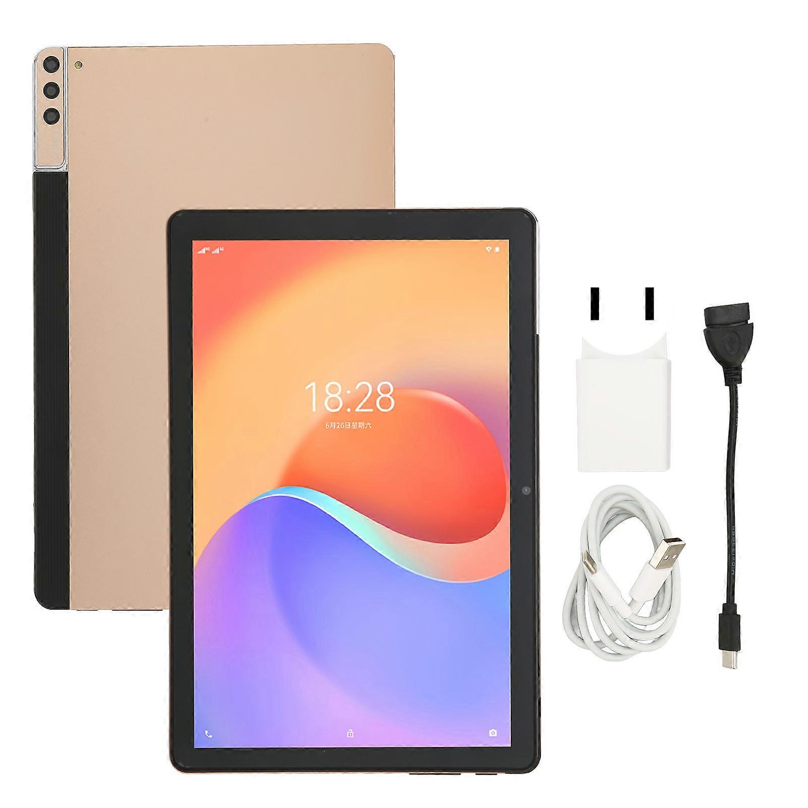 10 Inch IPS 12GB RAM 128GB ROM Octa Core CPU 5G WIFI Fast Charging Support Tablet for Android 11.0 Gold