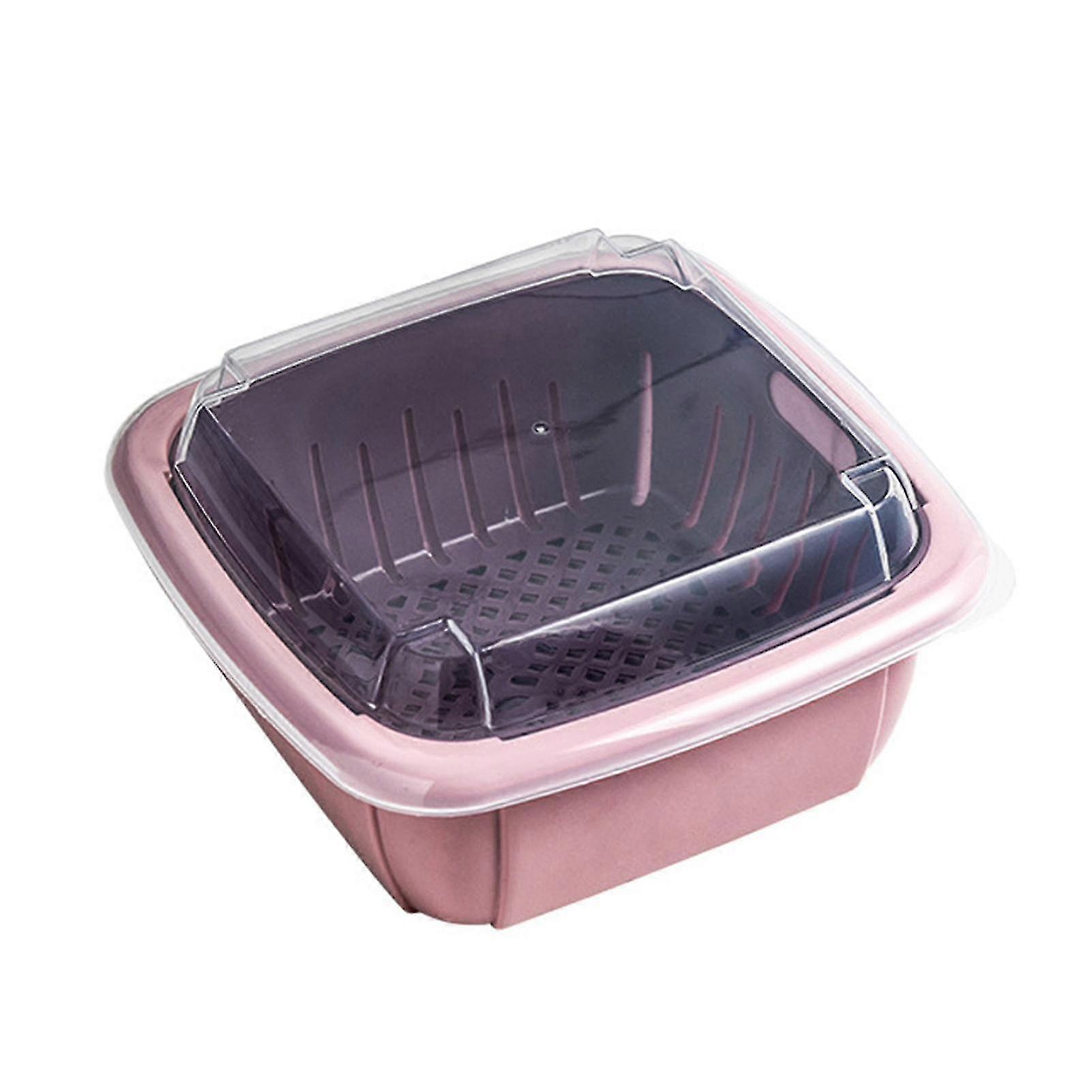 3 In 1 Kitchen Colander Strainer Bowl Set With Lid Household Double-layer Drain Basket Multifunction-yuyu