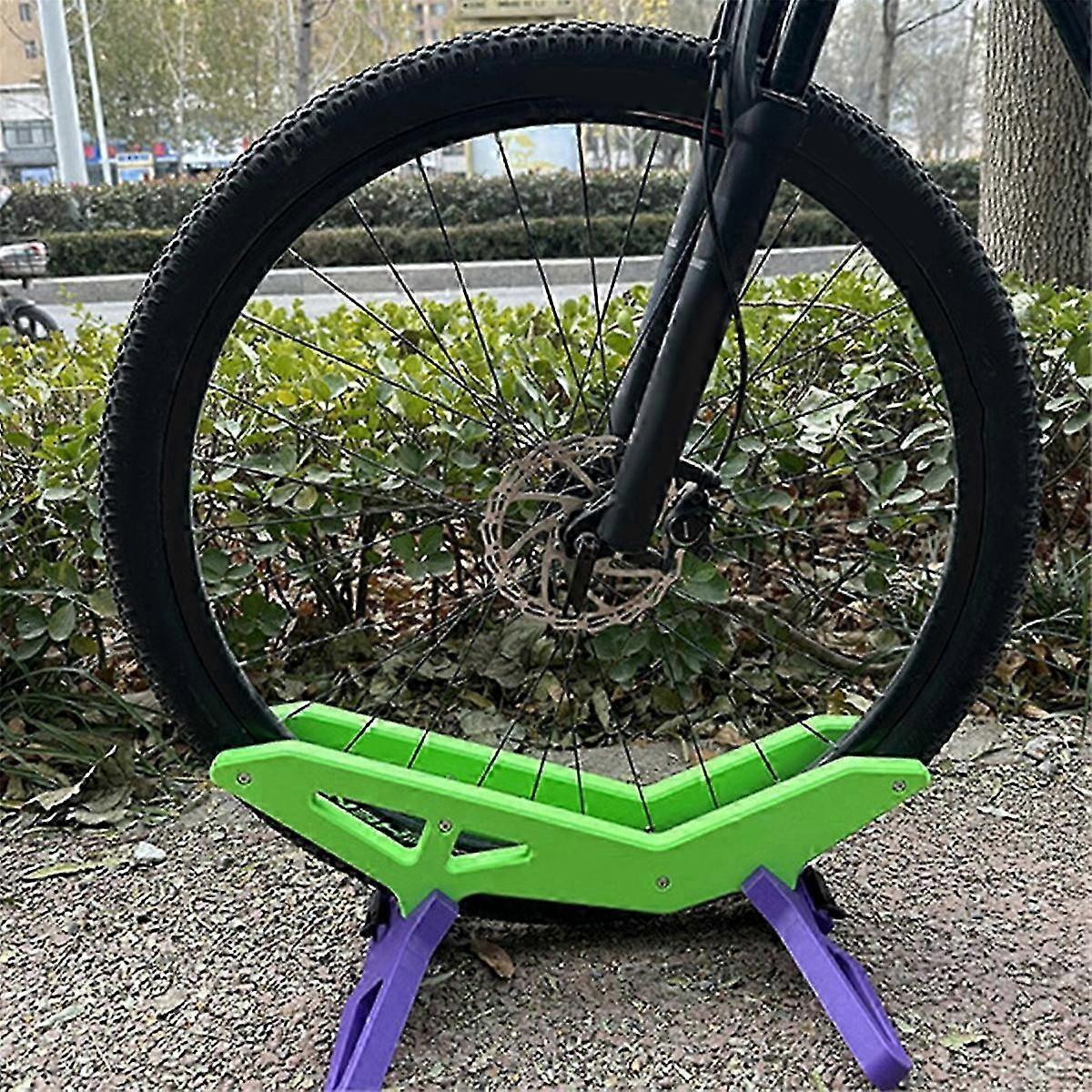 Bicycle Stand Universal Floor Bicycle Stands Adjustable Wheelie Bike Display Shelf for Indoor Outdoor Green+