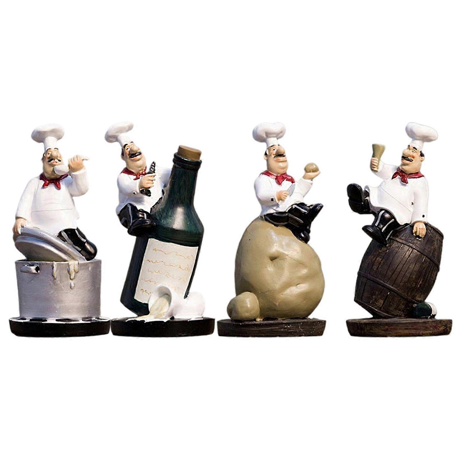 4 Pcs Chef Figurine Statue Cook Gift