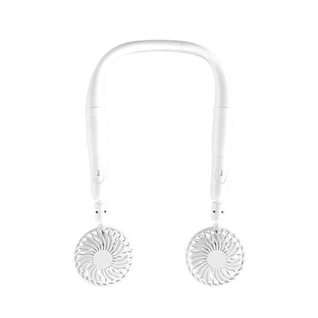 USB draagbare handventilator Draagbare nek hangende ventilator 2000mAh oplaadbare ventilator met 360 ° instelbare LED-display met 3 snelheden Wit