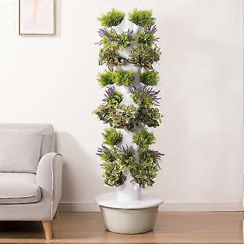 Hydroponic Seedling Tower For Indoor Plants, Soilless Germination System, Vertical Garden With Water Circulation, 9-Layer Green