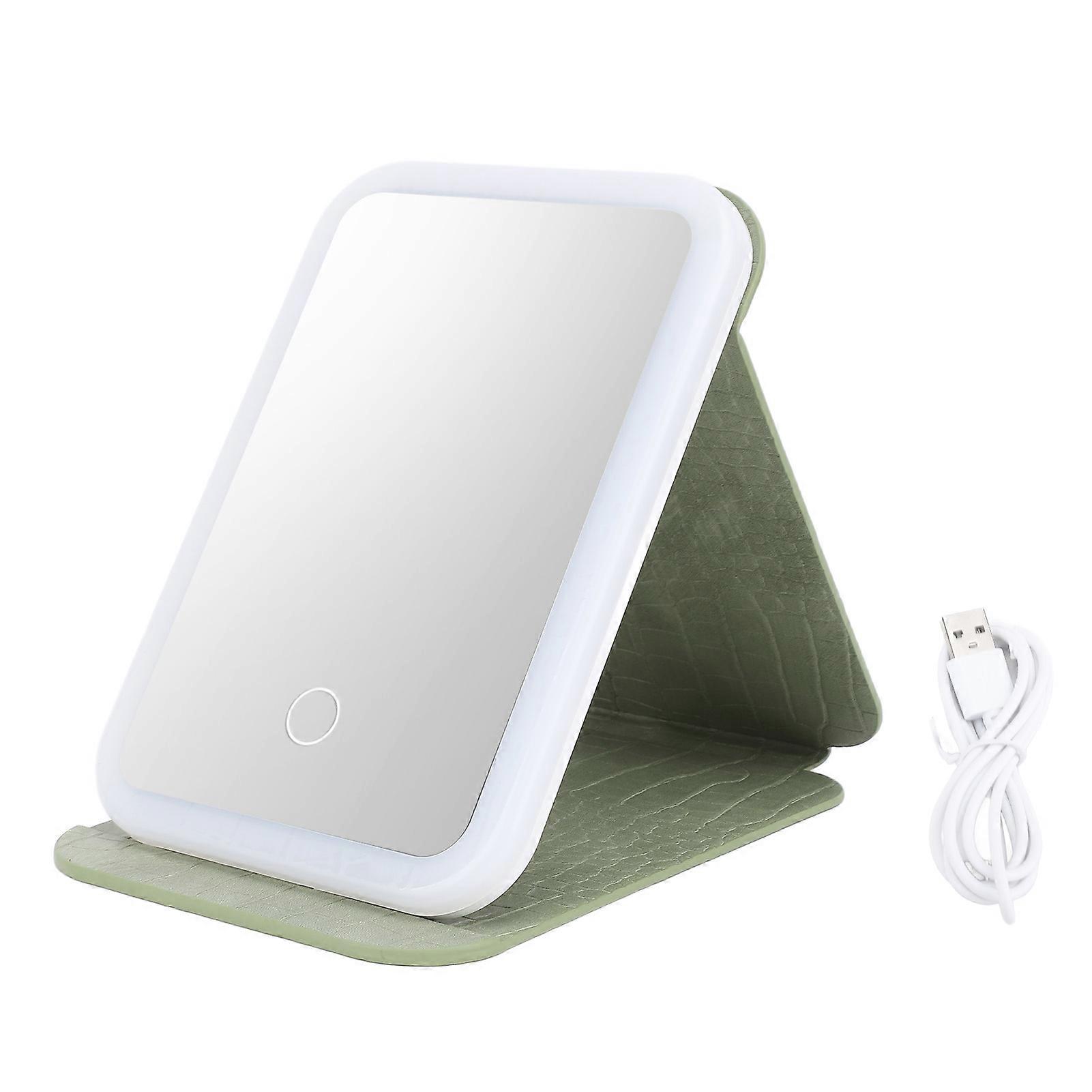 Miroir de maquillage pliable et éclairé, miroir portable à gradation continue avec lumières LED, miroir cosmétique pliable vert