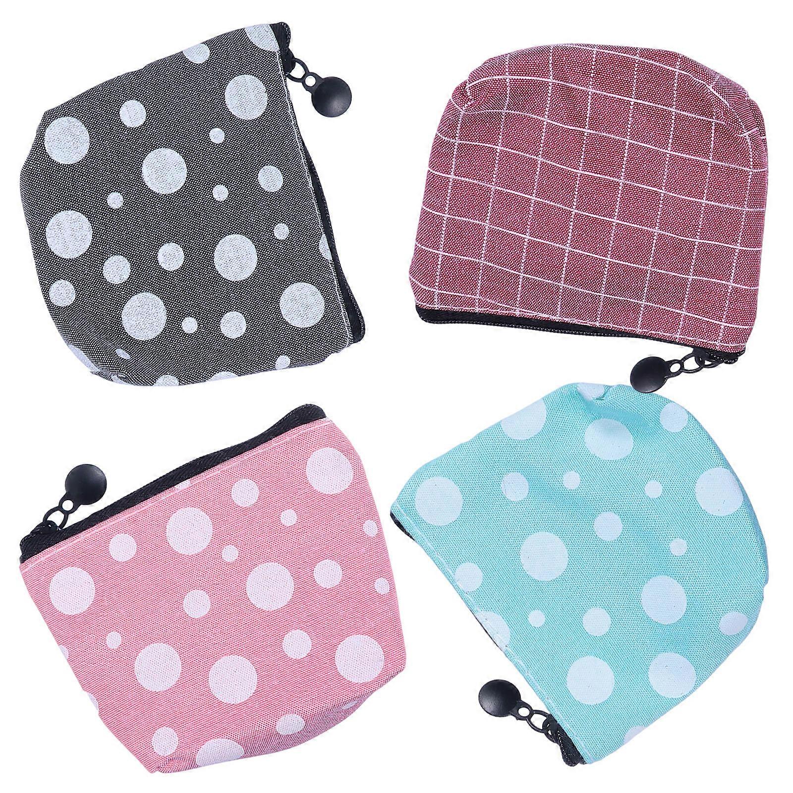4Pcs Pocket Sized Small Bag Pouch Wallet with Zipper for Coins Key Sanitary Pads
