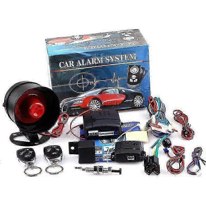 Universal One-Way Car Alarm Security System with Keyless Entry Siren and 2 Remote Control Units for Vehicle Protection