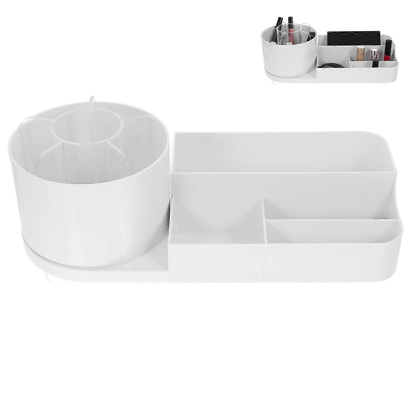 回転大容量メイクアップオーガナイザー35x15x14.5cm白い化粧品の陳列ケース