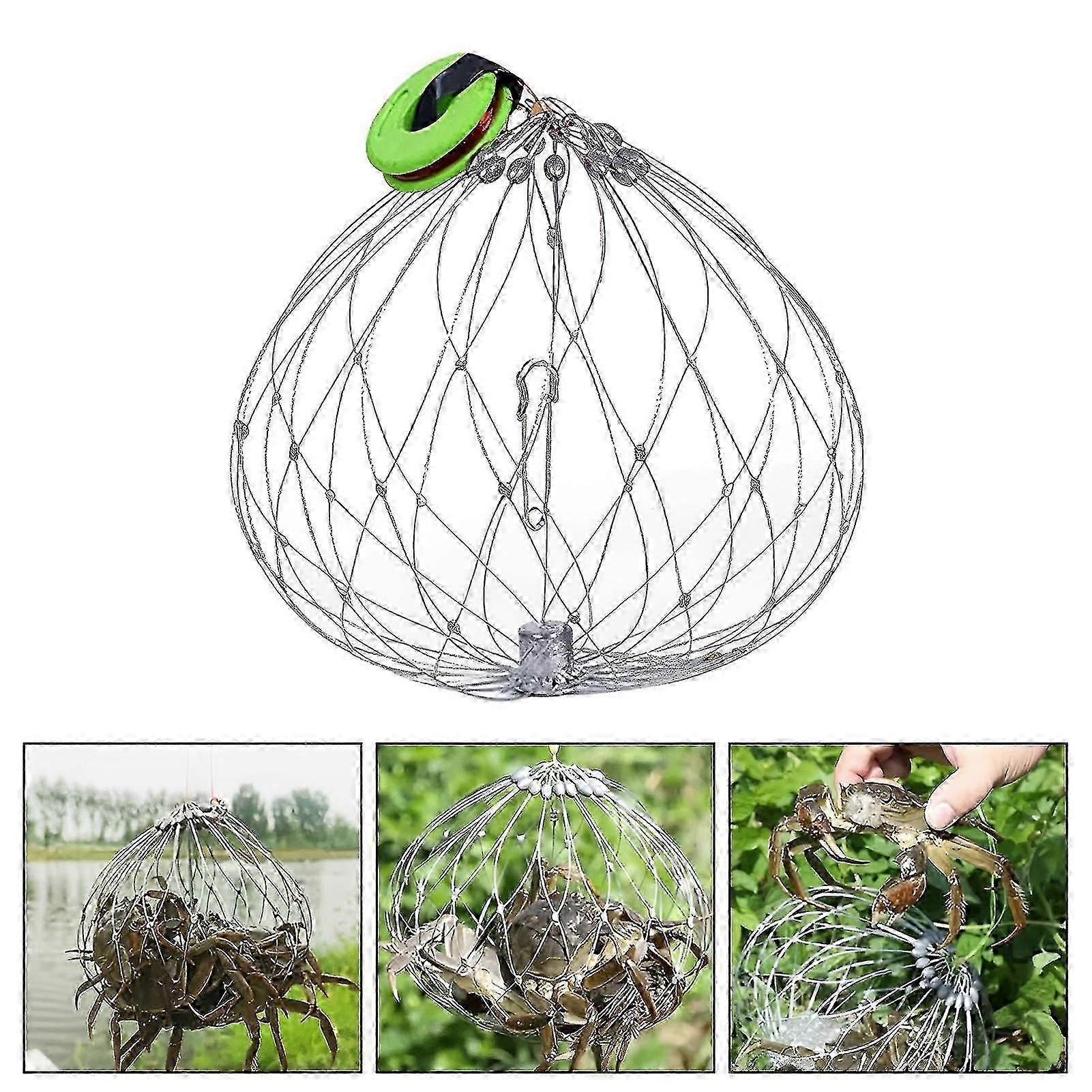 Stainless Steel Crab Trap with Auto Open/Close Mechanism, Durable Drop Net for Outdoor Fishing Gear