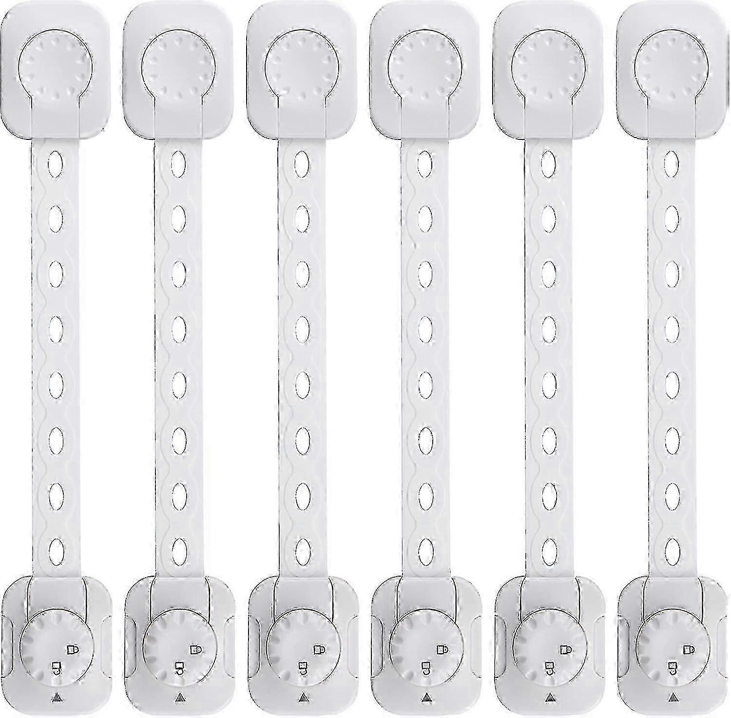 Improved Baby Safety Lock, Set of 6 Childproof Cupboard Latches for Drawers and Refrigerators (White, No Tools Necessary)
