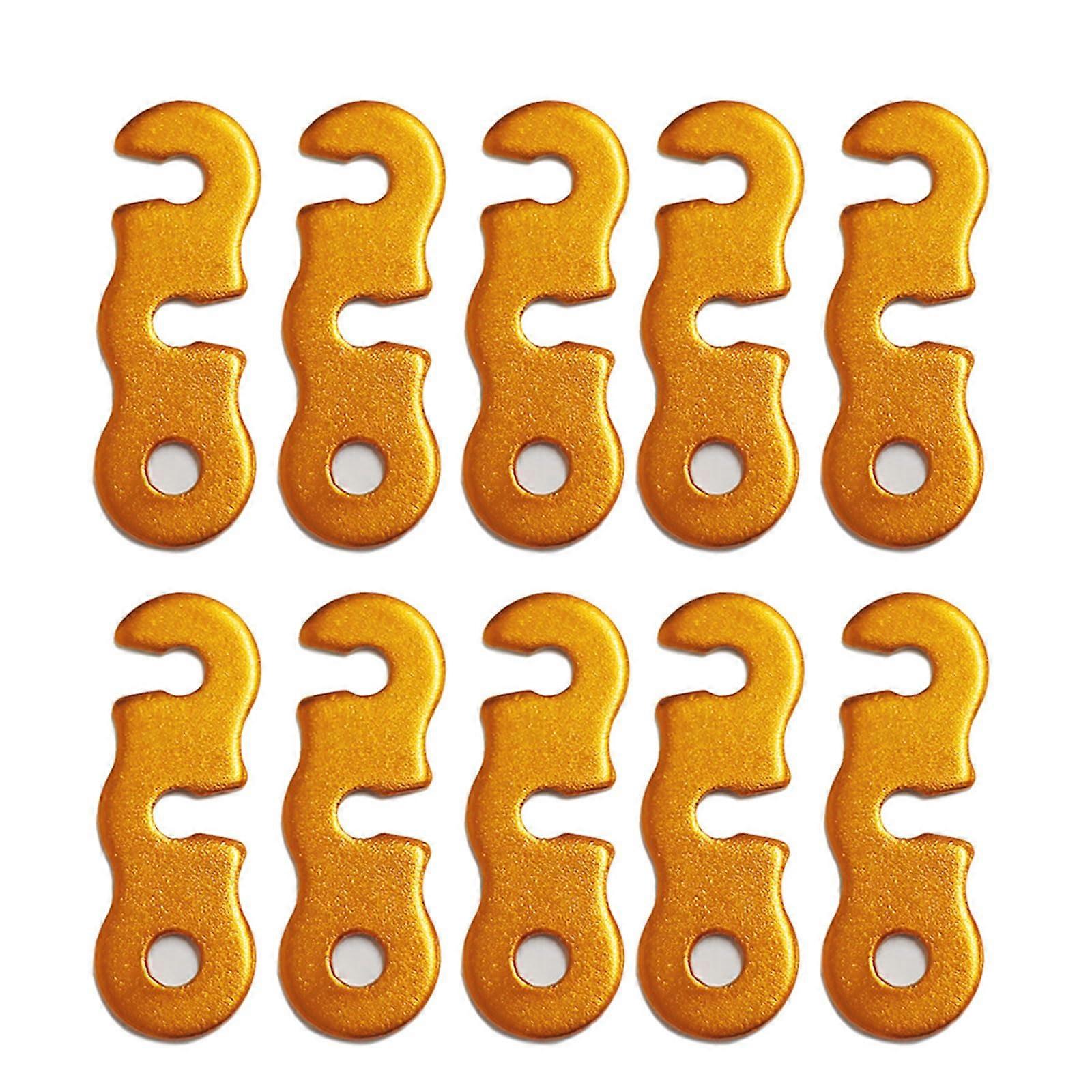 Tent Guyline Tensioner 10 Pcs Non-Slip Cord Lock For Camping Hiking Picnics Gold