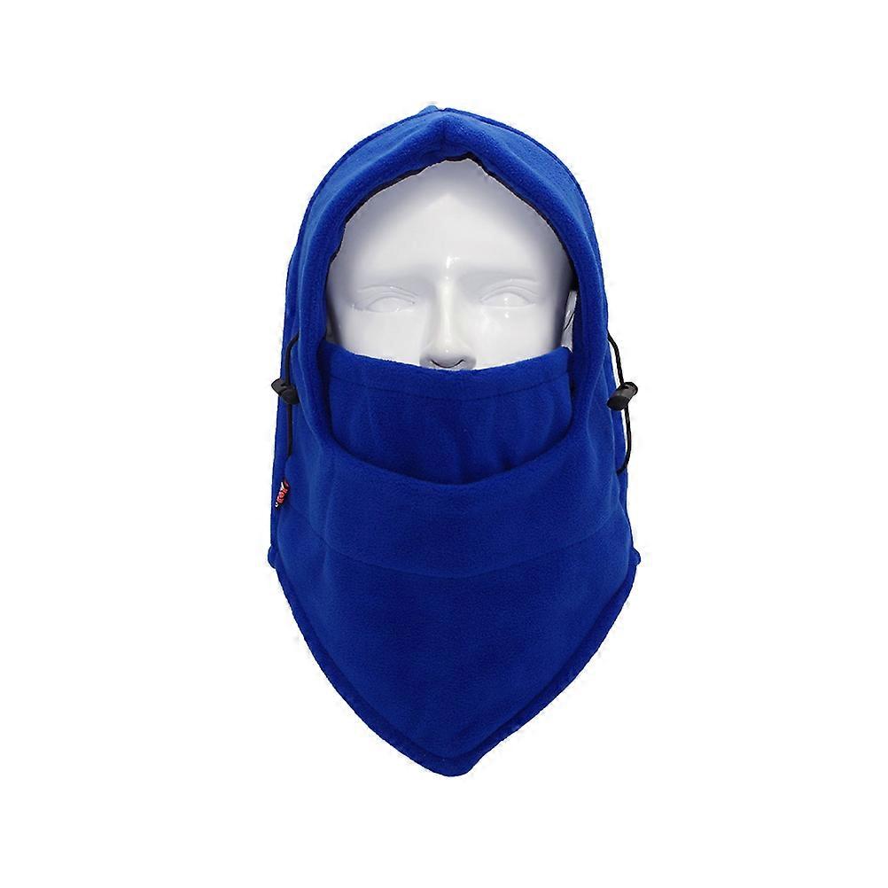 Neck Warmer Face Mask Polar Fleece 6 in 1 Cap For Men Women Riding Hat Royal Blue 1Set