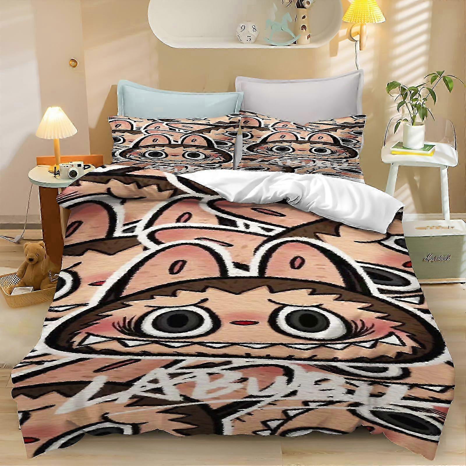 V2040 Cartoon Bedding Set Featuring Popular Characters, Suitable for Various Brands, Includes Duvet Cover and Pillowcases for Adult and Chil