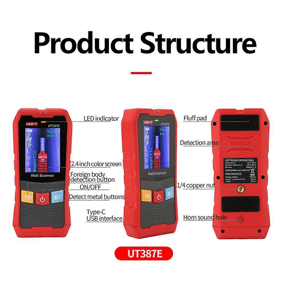 UNI-T UT387E Wall Detector Steel Wire Water Pipe Metal Detector with Wall Detection Function