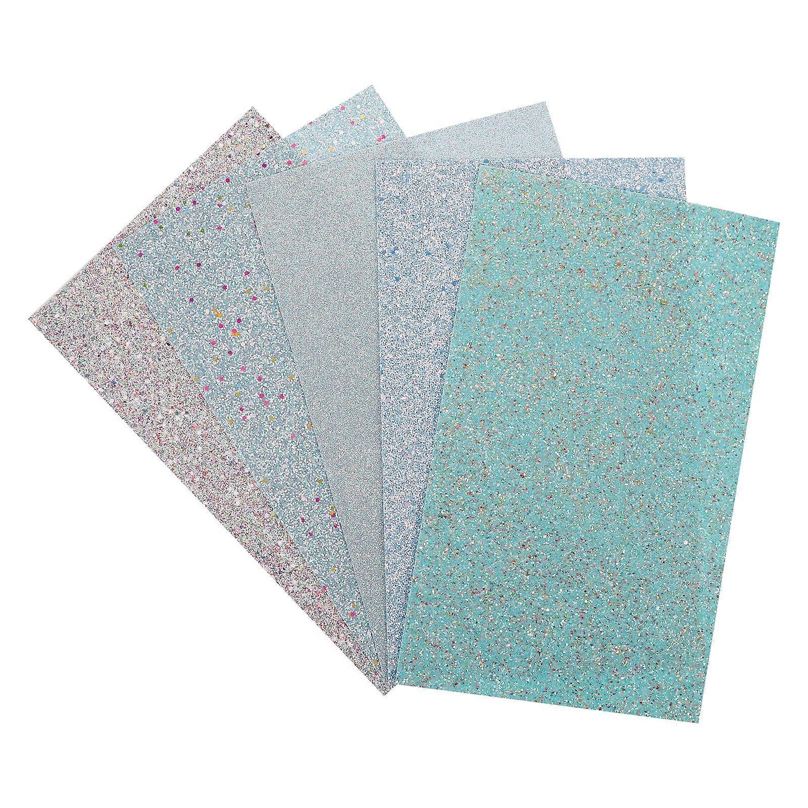 Glitter Sequin Sheet DIY Sequin Fabric Sheet Decoration Rectangular Assorted Color DIY Craft Material 5Set