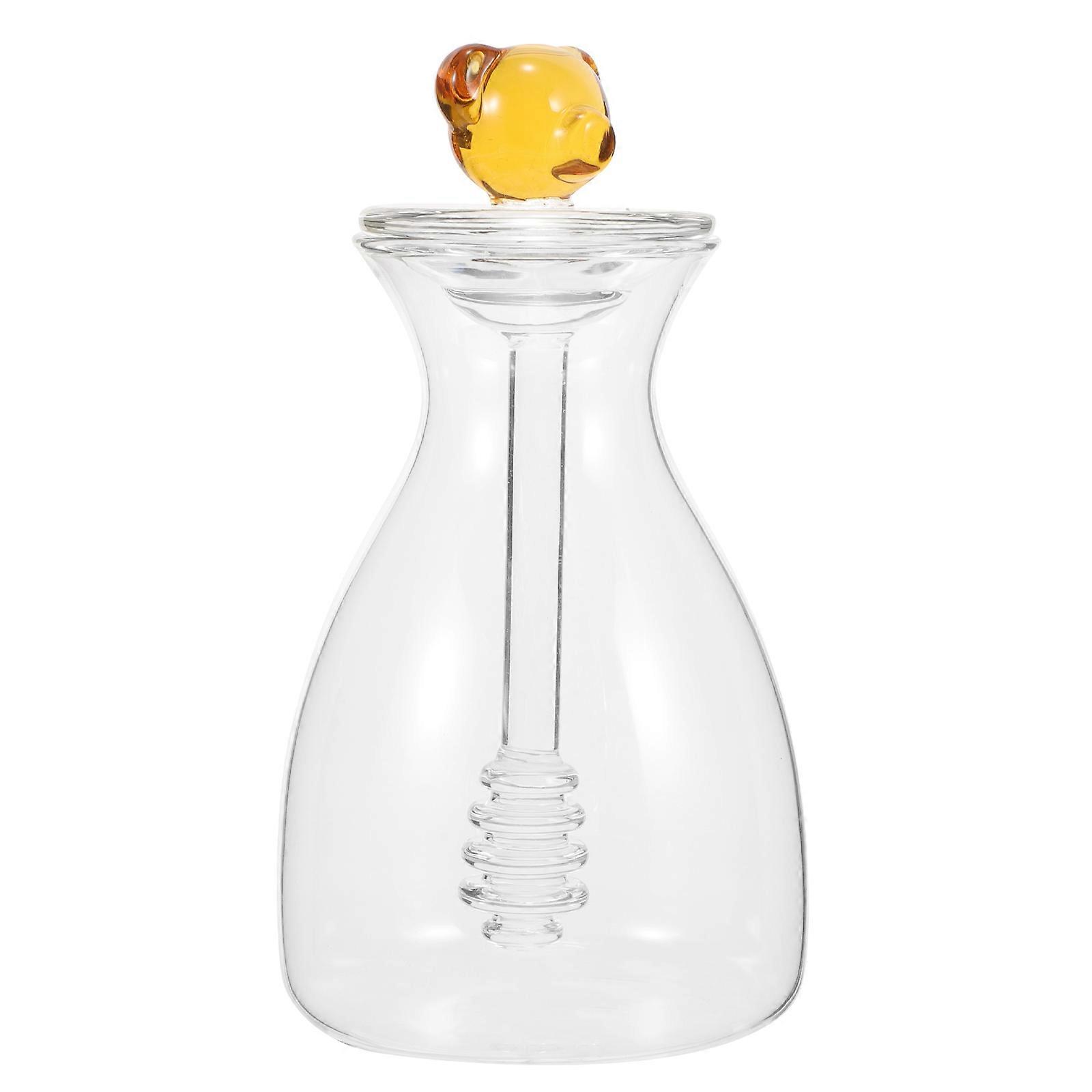 Honey Pots Airtight Honey Jar With Dipper For Home Use Transparent 17.00X9.00X9.00Cm Storage 1Pack