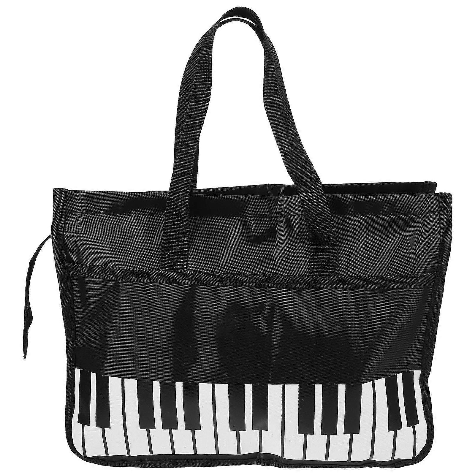 Music Sheet Storage Bag Sheet Holder Ukulele Note Storage Black Nylon Material Rectangular Shape Transportation 1Set