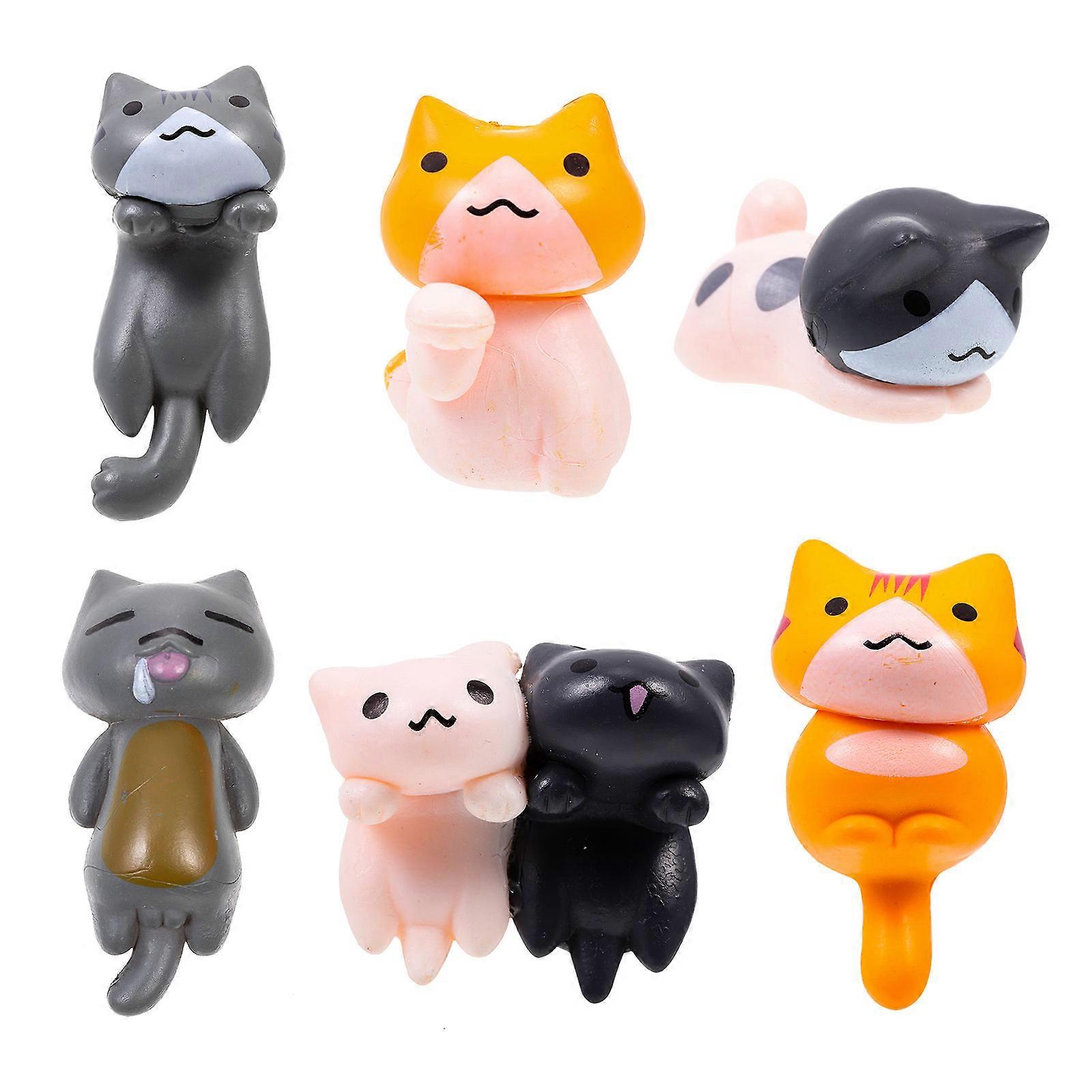 Garden Cat Statue Cat Figurine Home Decor 4x1.8x1.5cm 6Pcs