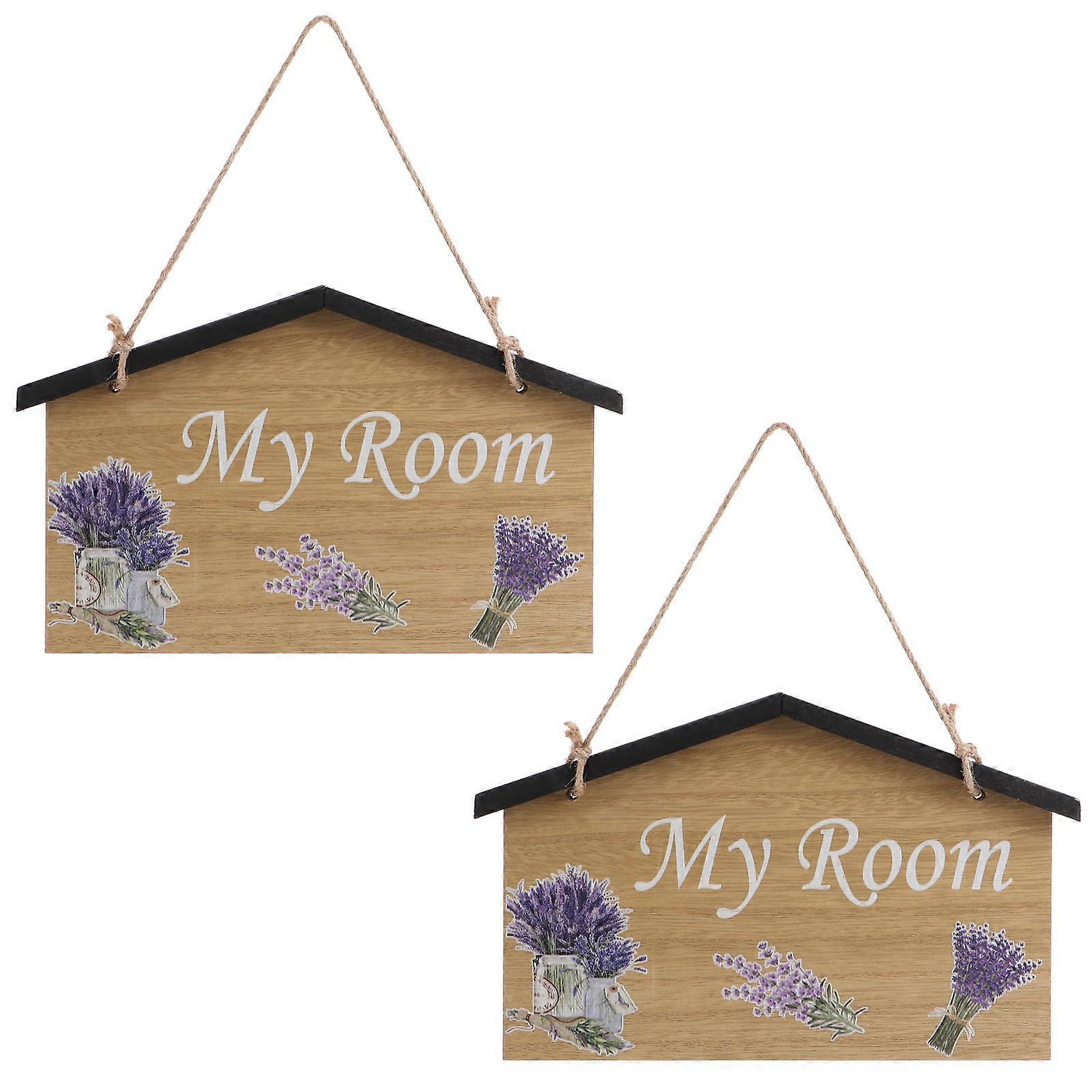 Rustic Style Wooden Wall Hangings for Adornment with Smooth Surface Assorted Color Plastic 2 Pcs